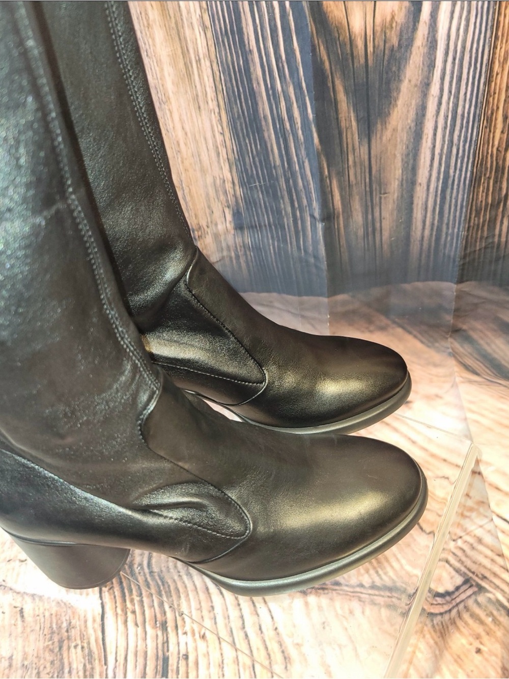 ECCO Black stretchy knee high boots, NWT - Picture 2 of 7